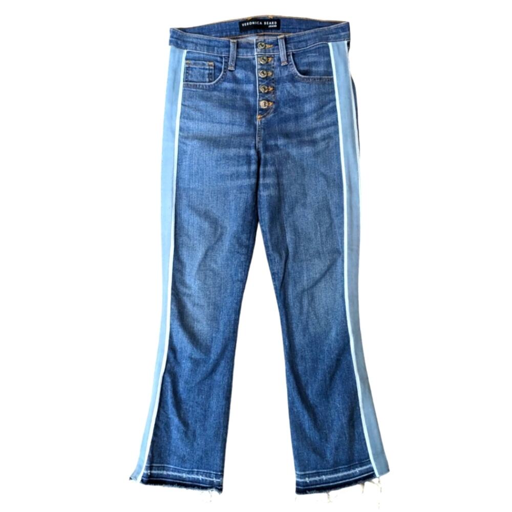 Veronica Beard Women's Carolyn Baby Boot Jeans High Rise Tuxedo Stripe
